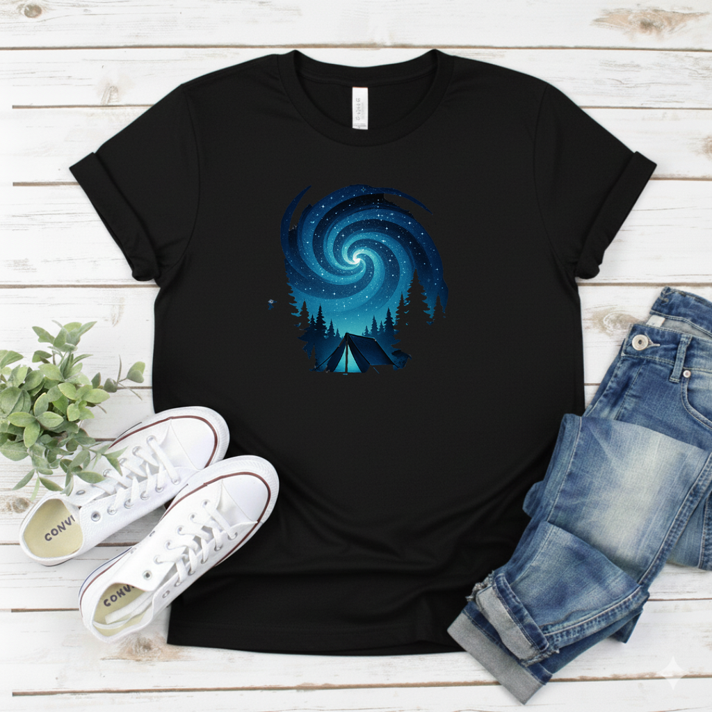 Printify T-Shirt Swirling Galaxy Tent Graphic Swirling Galaxy Tent Graphic