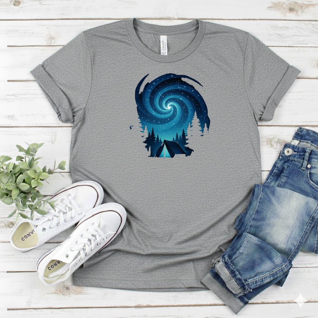 Printify T-Shirt Swirling Galaxy Tent Graphic Swirling Galaxy Tent Graphic