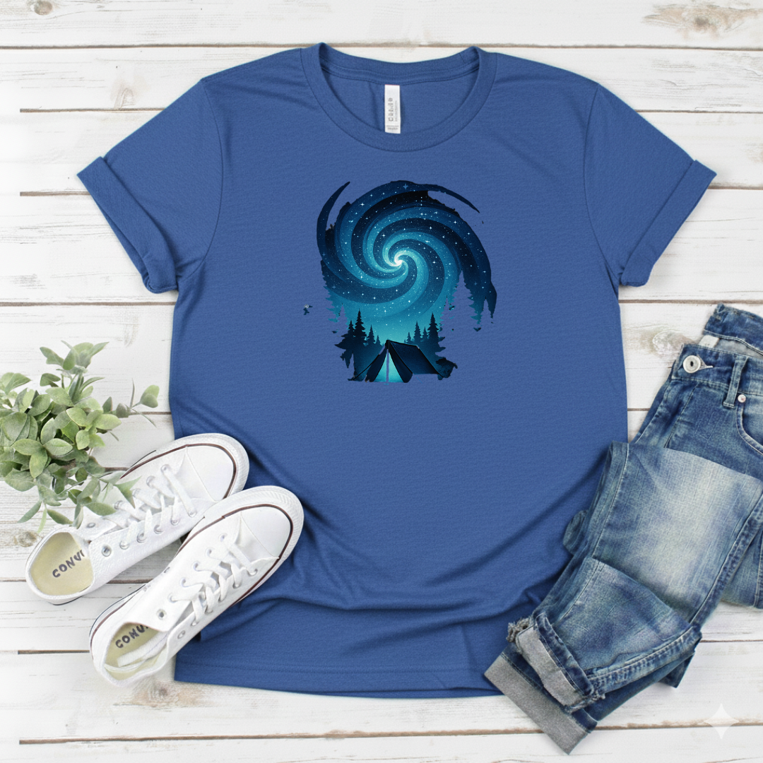 Printify T-Shirt Swirling Galaxy Tent Graphic Swirling Galaxy Tent Graphic