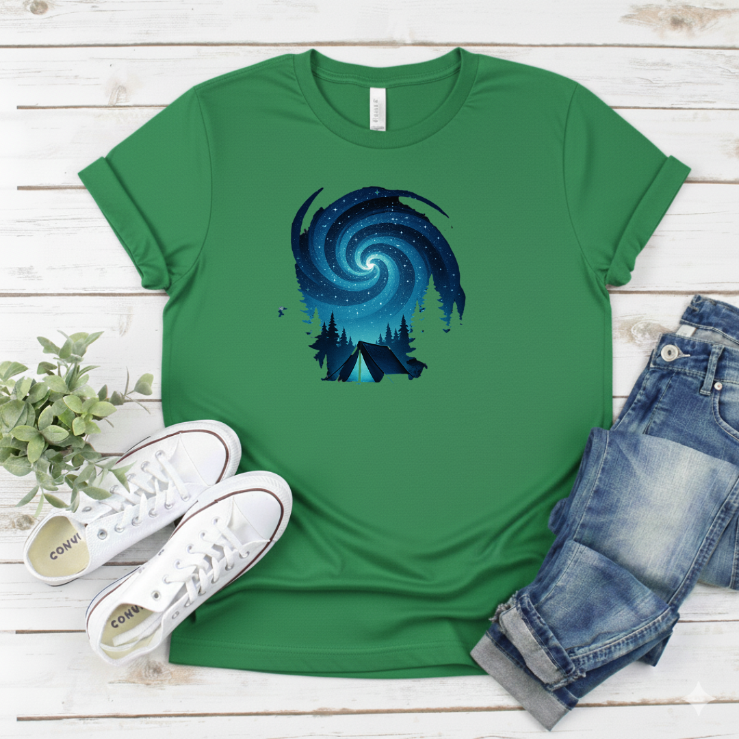 Printify T-Shirt Swirling Galaxy Tent Graphic Swirling Galaxy Tent Graphic