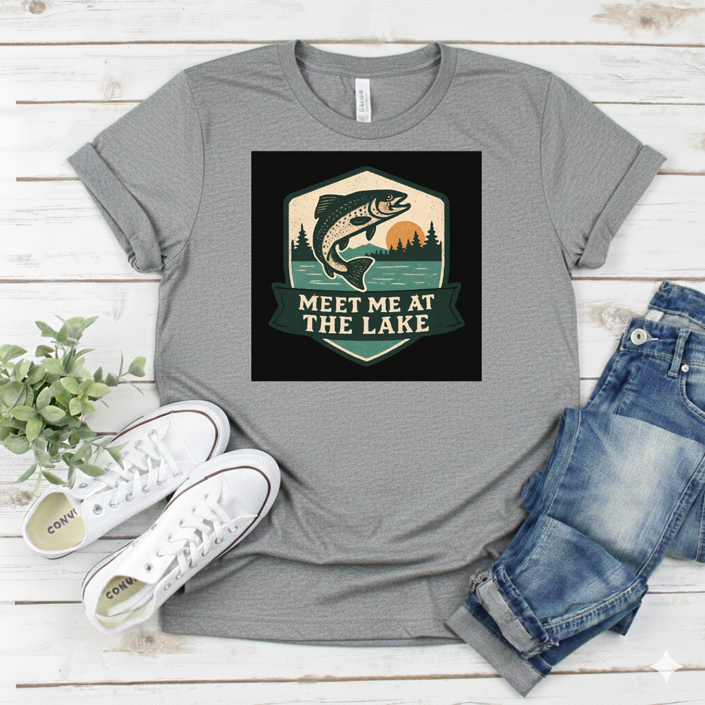 Printify T-Shirt Vintage Fishing Logo Vintage Fishing Logo