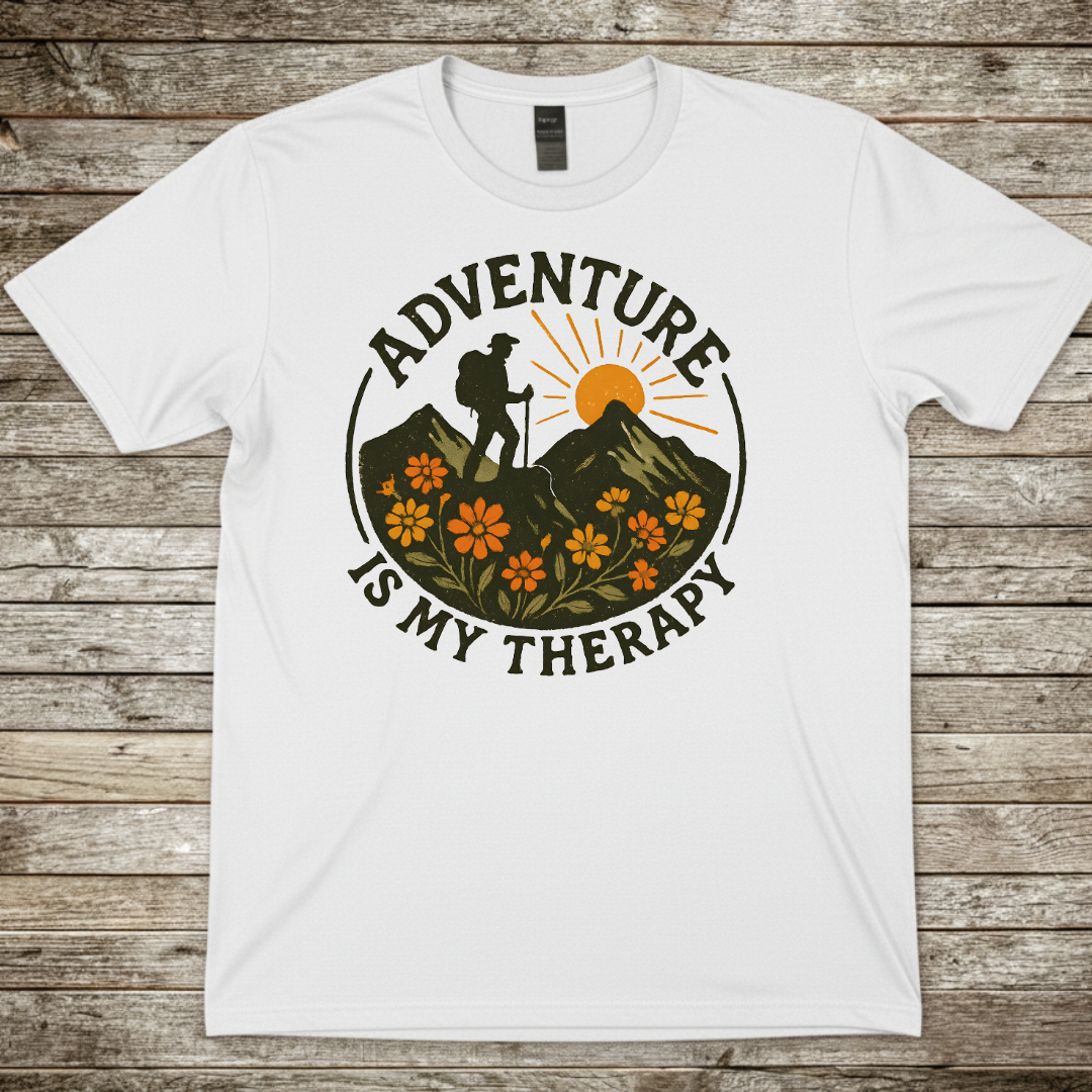 Printify T-Shirt White / S Adventure Is My Therapy T-Shirt Adventure Is My Therapy T-Shirt