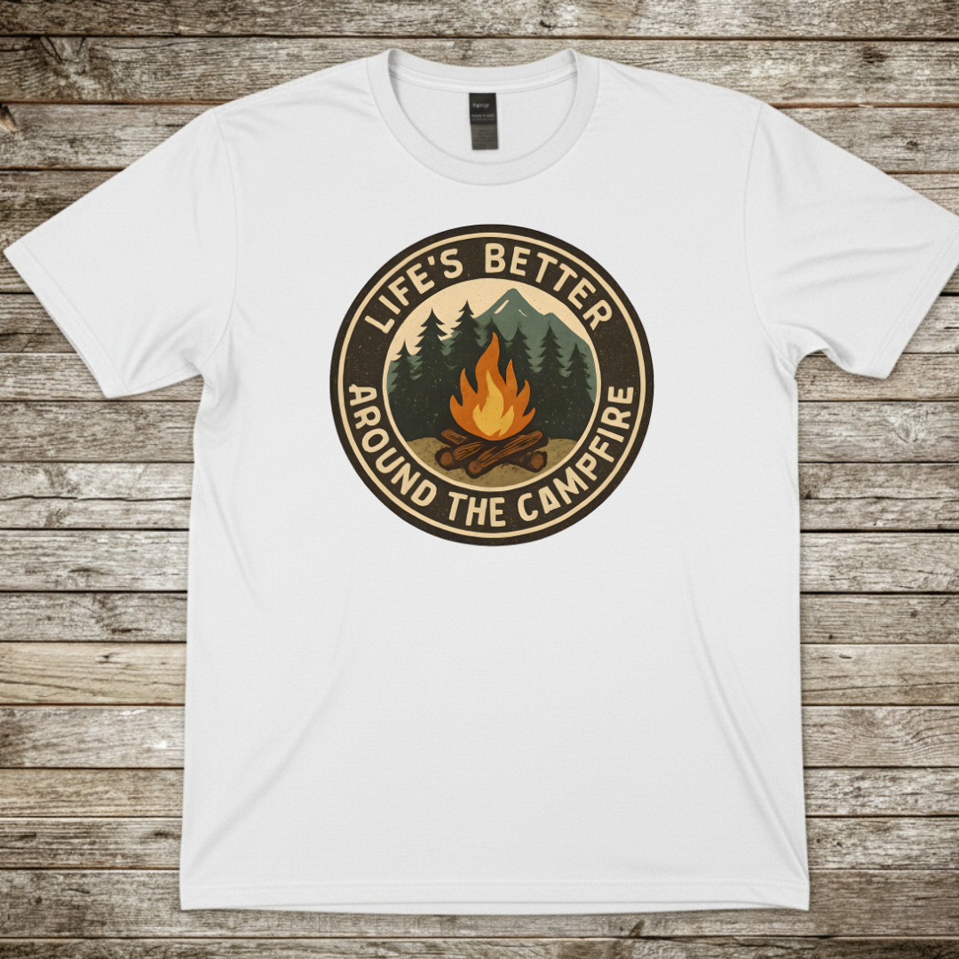 Printify T-Shirt White / S Campfire T-Shirt — "Life's Better Around the Campfire" Campfire T-Shirt — "Life's Better Around the Campfire"