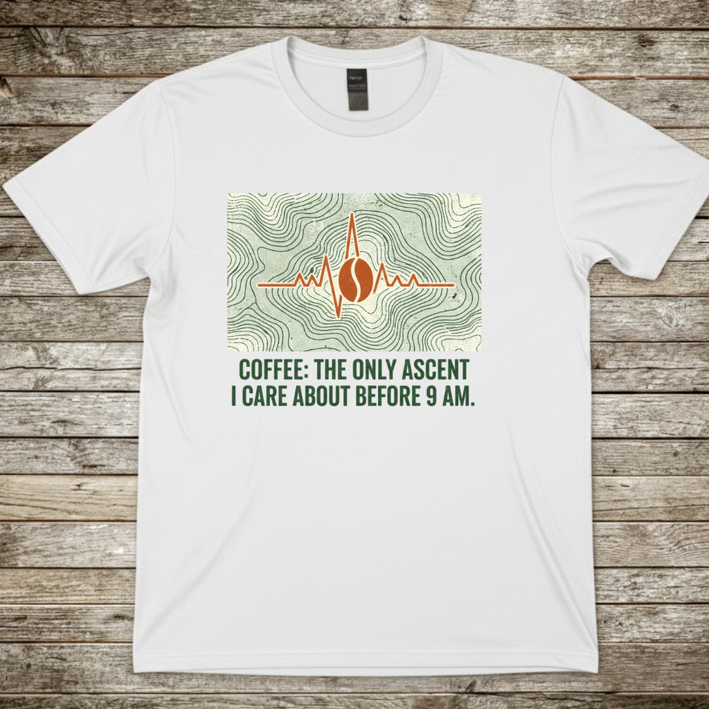 Printify T-Shirt White / S Coffee The Only Ascent Before 9am T-Shirt Coffee The Only Ascent Before 9am T-Shirt