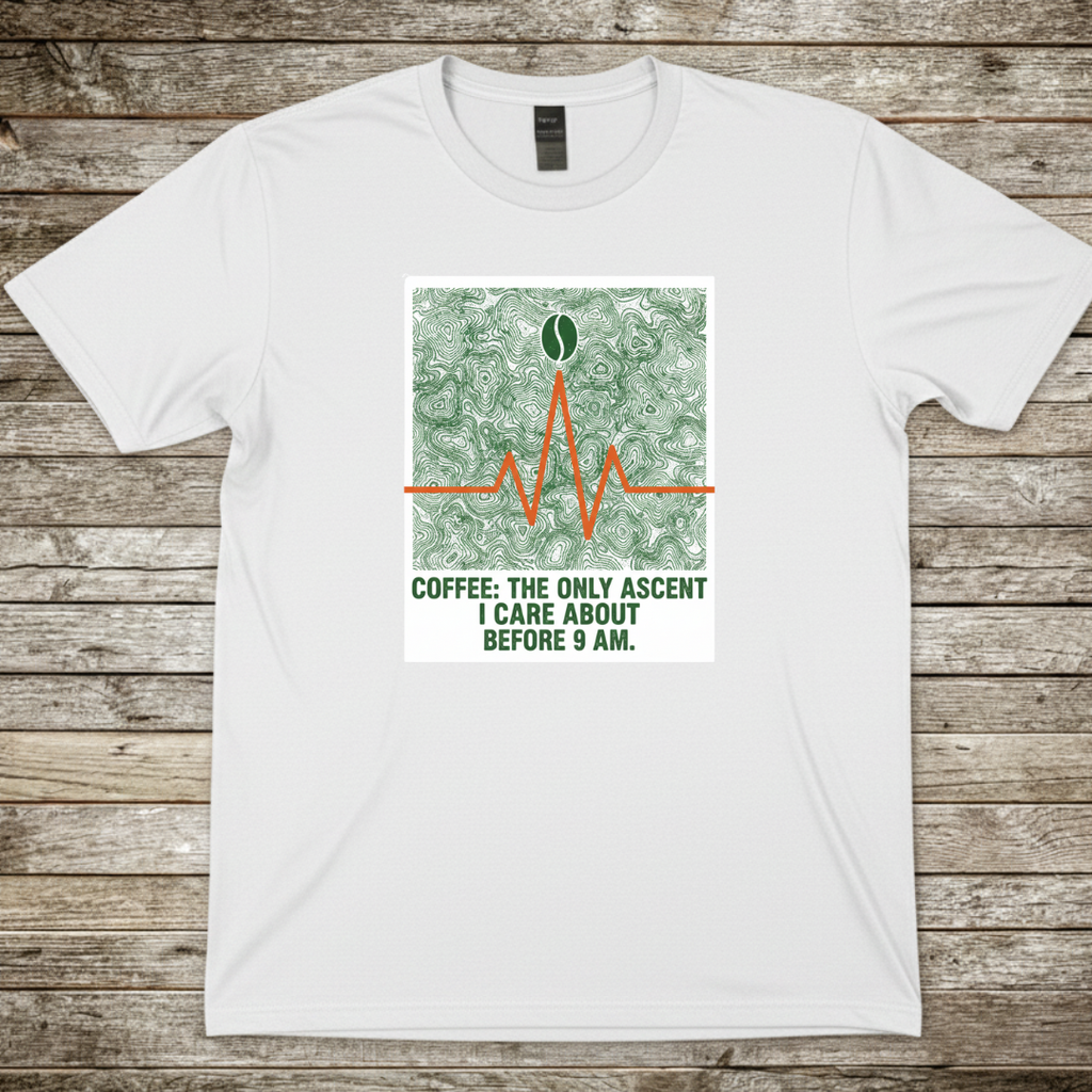 Printify T-Shirt White / S Coffee The Only Ascent I Do Before 9am Coffee The Only Ascent I Do Before 9am