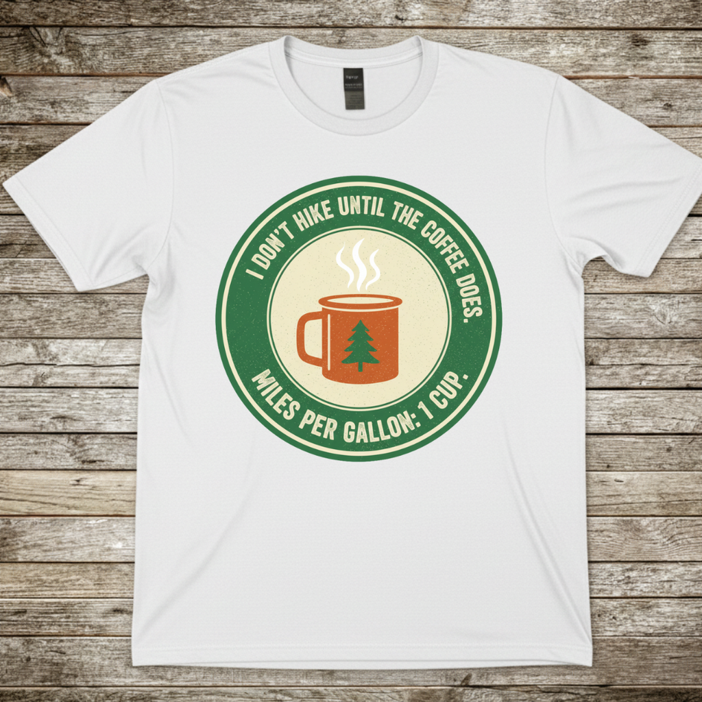 Printify T-Shirt White / S I Don't Hike Until Coffee Does T-Shirt I Don't Hike Until Coffee Does T-Shirt