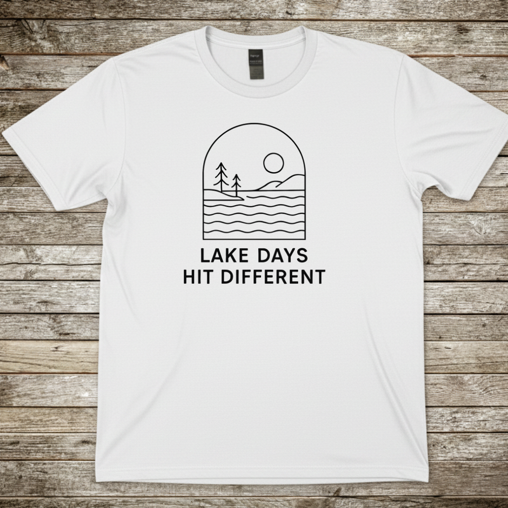 Printify T-Shirt White / S Lake Days Hit Different T-Shirt Lake Days Hit Different T-Shirt