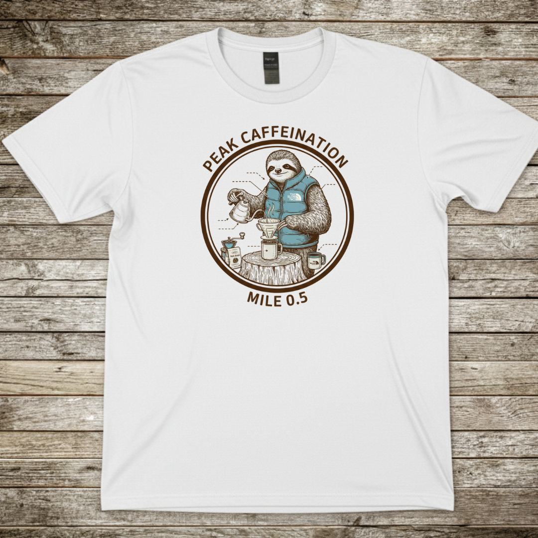 Printify T-Shirt White / S Peak Caffeination T-Shirt Peak Caffeination T-Shirt